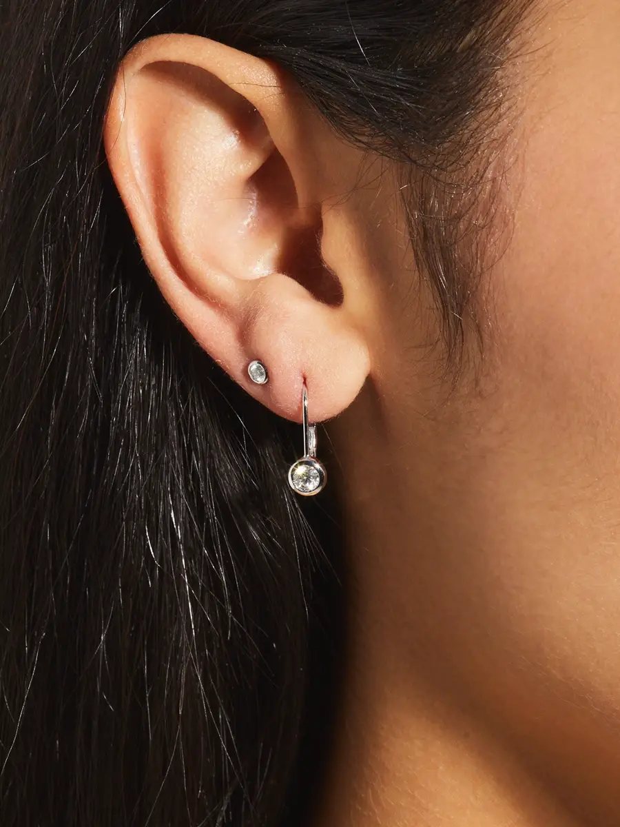 Roberto Coin Women's 18K White Gold & 0.48 TCW Diamond Bezel-Drop Earrings | Thumbnail 5 Roberto Coin Women's 18K White Gold & 0.48 TCW Diamond Bezel-Drop Earrings | Thumbnail 5