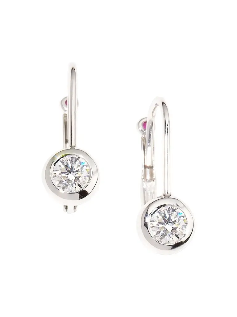 Roberto Coin Women's 18K White Gold & 0.48 TCW Diamond Bezel-Drop Earrings