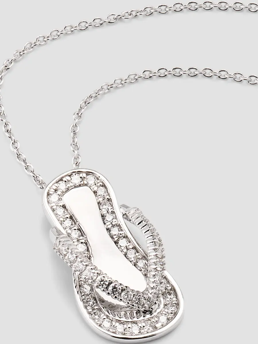 Roberto Coin Women's 18K White Gold & 0.22 TCW Diamond Flip-Flop Pendant Necklace | Thumbnail 3 Roberto Coin Women's 18K White Gold & 0.22 TCW Diamond Flip-Flop Pendant Necklace | Thumbnail 3