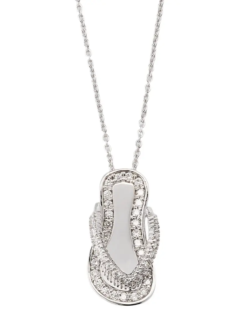 Women's 18K White Gold & 0.22 TCW Diamond Flip-Flop Pendant Necklace Women's 18K White Gold & 0.22 TCW Diamond Flip-Flop Pendant Necklace