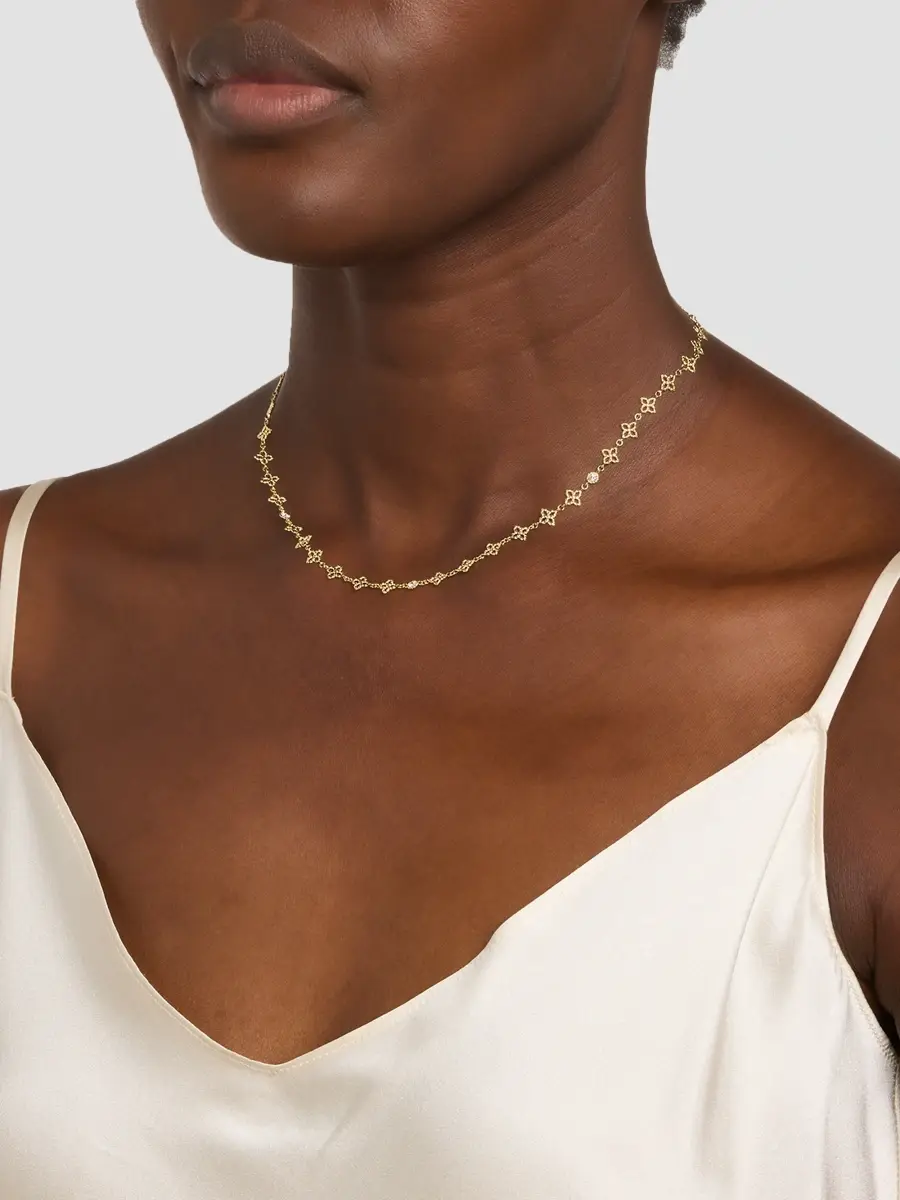 Roberto Coin Women's Principessa 18K Yellow Gold Floral Chain Necklace | Thumbnail 2 Roberto Coin Women's Principessa 18K Yellow Gold Floral Chain Necklace | Thumbnail 2