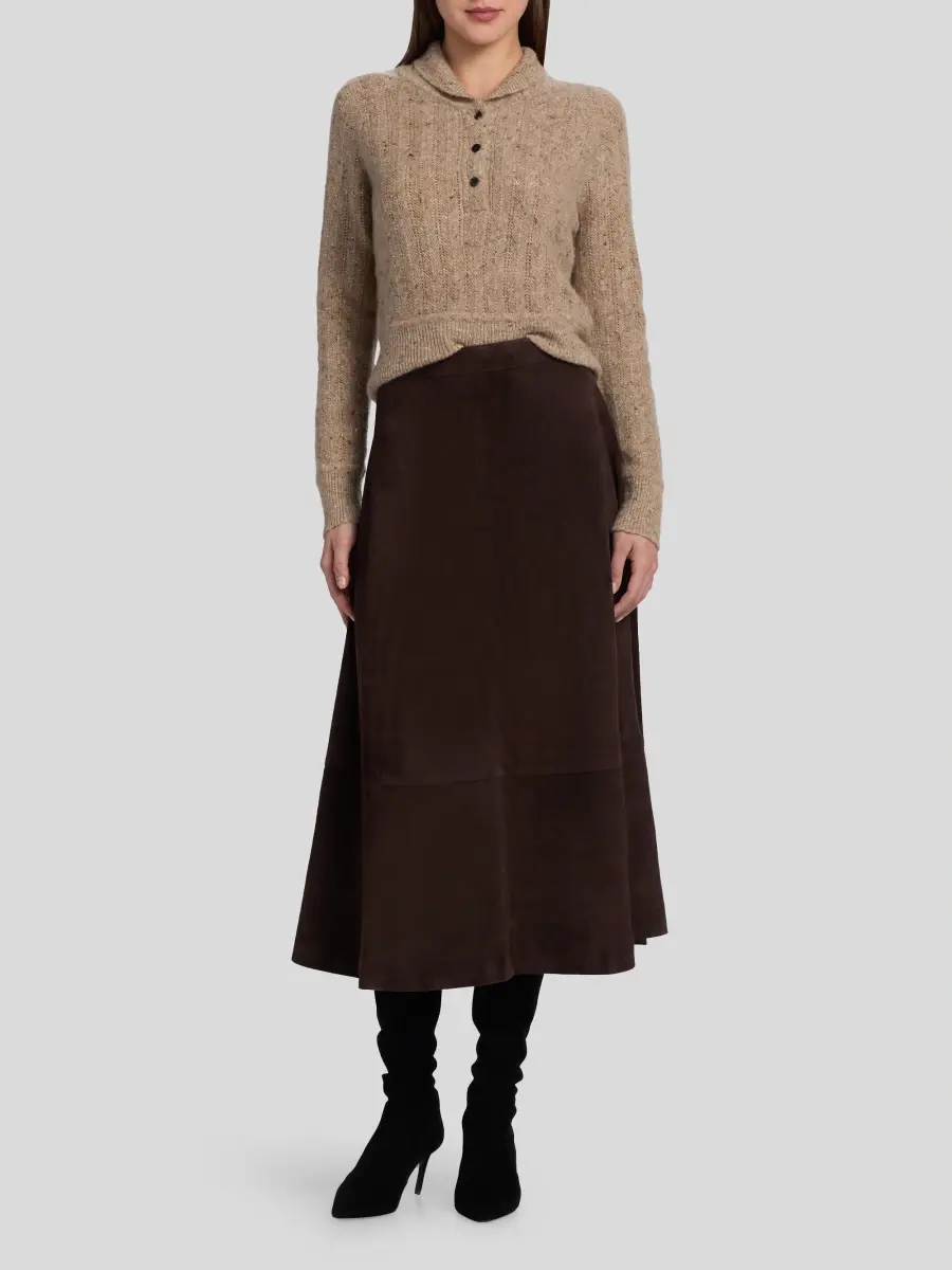 Co Women's Circle-Cut Suede Midi Skirt | Thumbnail 2