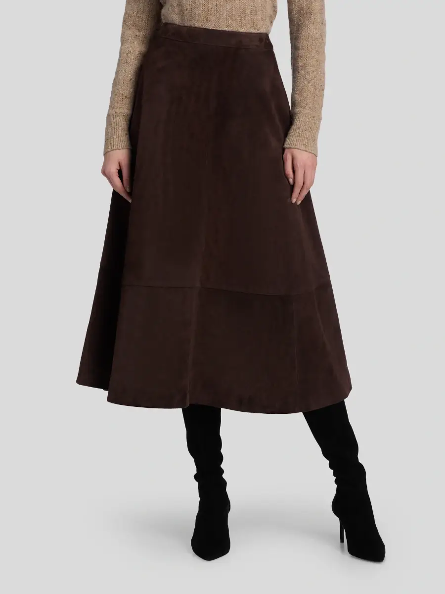 Co Women's Circle-Cut Suede Midi Skirt | Thumbnail 3