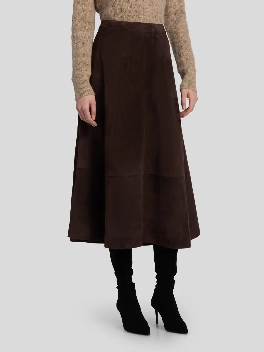 Co Women's Circle-Cut Suede Midi Skirt | Thumbnail 4
