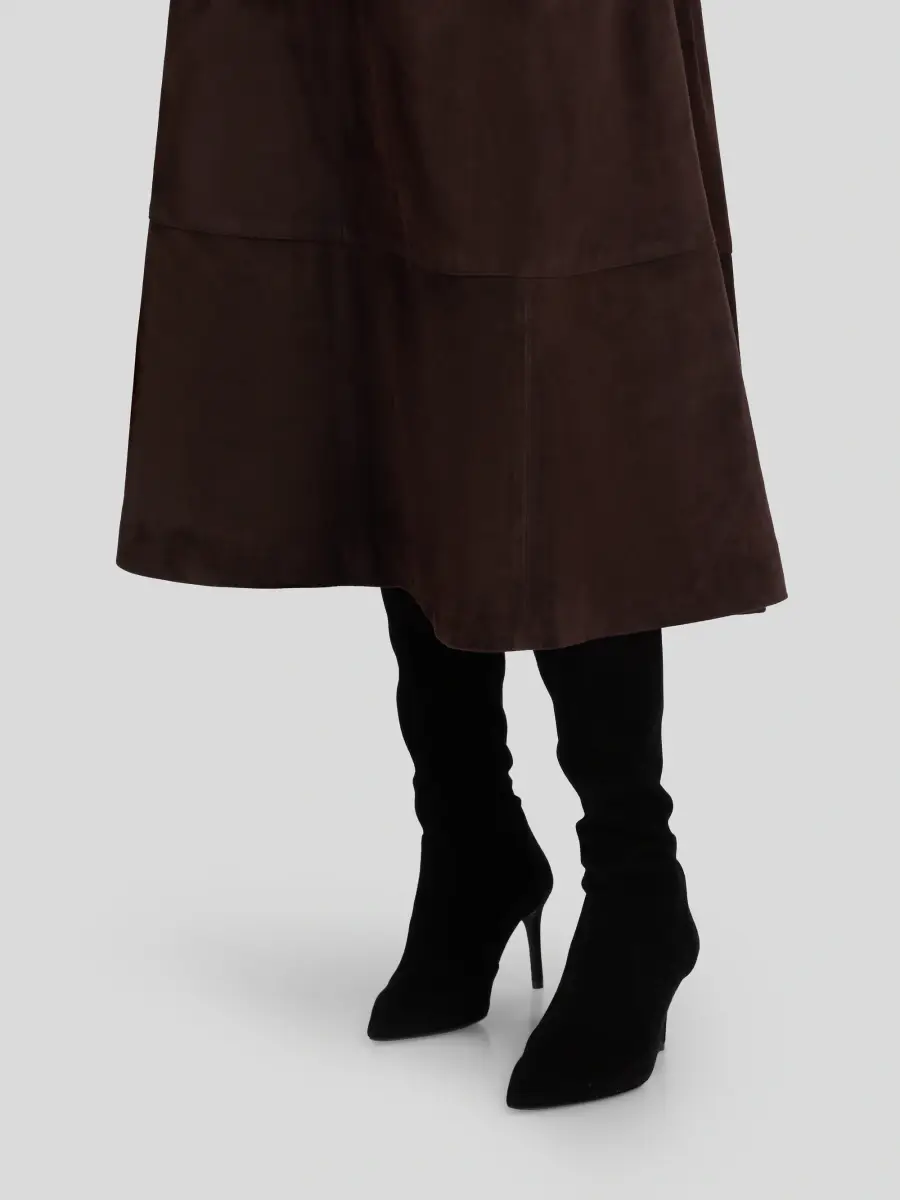 Co Women's Circle-Cut Suede Midi Skirt | Thumbnail 6