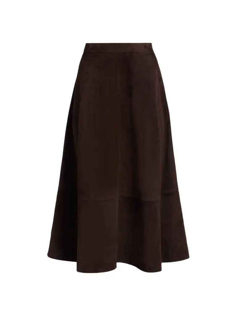 Co Women's Circle-Cut Suede Midi Skirt