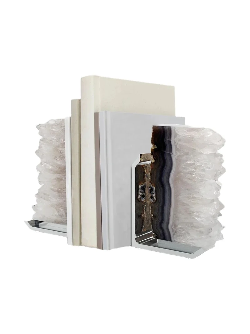 Anna New York Fim Druzy Agate & Silvertone Bookend Set