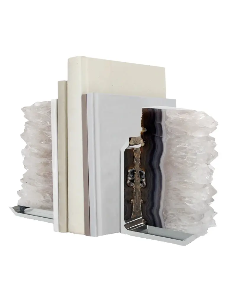 Anna New York Fim Druzy Agate & Silvertone Bookend Set
