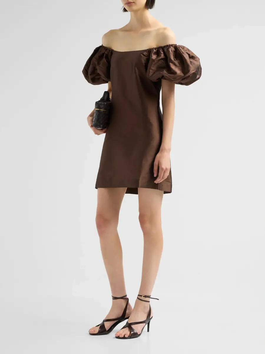 AZEEZA Women's Drea Puff-SleeveTaffeta Mini Dress | Thumbnail 4 AZEEZA Women's Drea Puff-SleeveTaffeta Mini Dress | Thumbnail 4