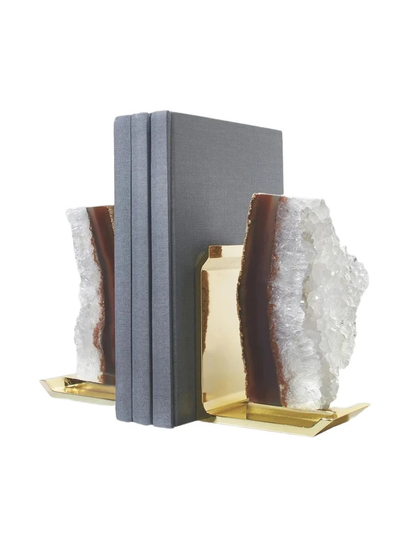 Anna New York Fim Druzy Agate & Goldtone Bookend Set