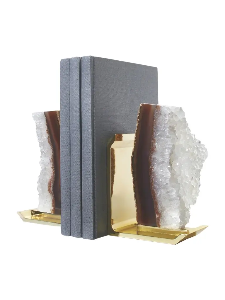 Anna New York Fim Druzy Agate & Goldtone Bookend Set