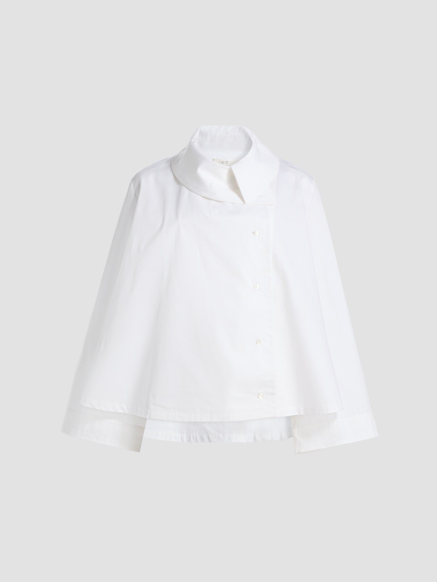 Co Women's Draped Collar Cotton-Silk Shirt