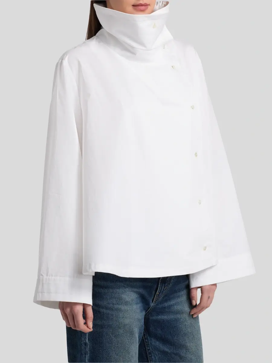Co Women's Draped Collar Cotton-Silk Shirt | Thumbnail 4 Co Women's Draped Collar Cotton-Silk Shirt | Thumbnail 4