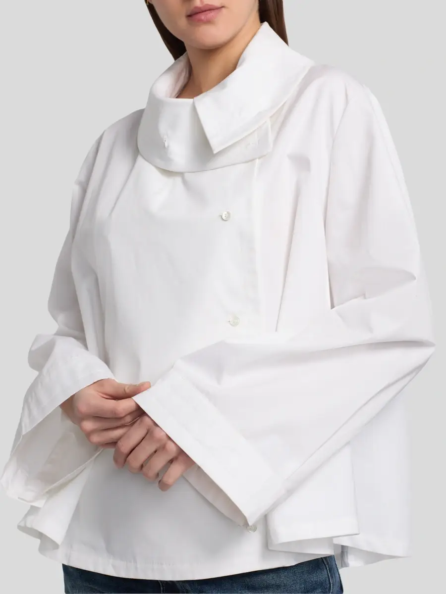 Co Women's Draped Collar Cotton-Silk Shirt | Thumbnail 6 Co Women's Draped Collar Cotton-Silk Shirt | Thumbnail 6