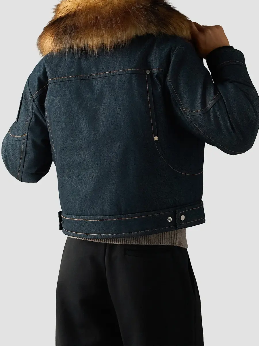 Moose Knuckles Women's Faux Fur-Trim Denim Down Trucker Jacket | Thumbnail 3 Moose Knuckles Women's Faux Fur-Trim Denim Down Trucker Jacket | Thumbnail 3