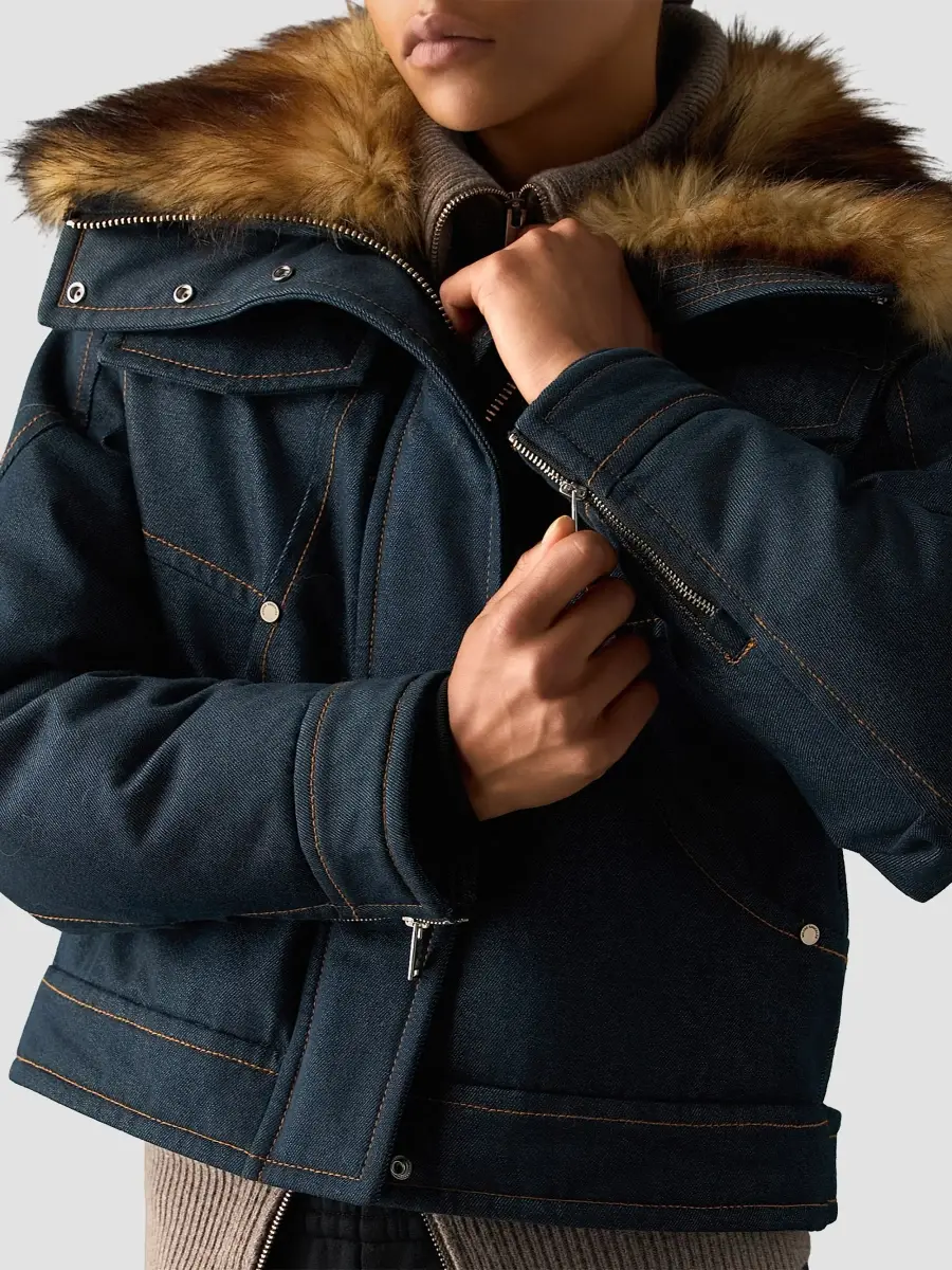 Moose Knuckles Women's Faux Fur-Trim Denim Down Trucker Jacket | Thumbnail 4 Moose Knuckles Women's Faux Fur-Trim Denim Down Trucker Jacket | Thumbnail 4