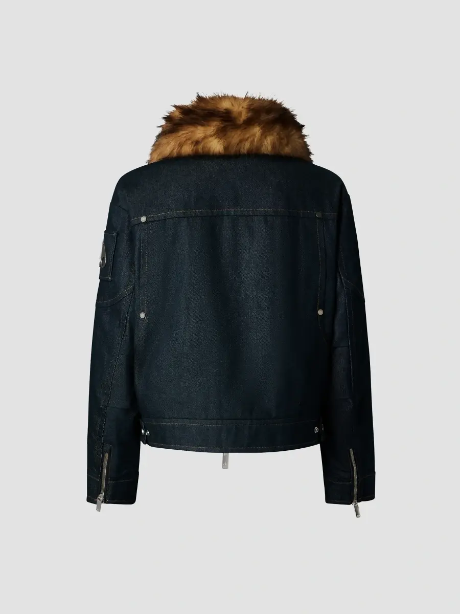 Moose Knuckles Women's Faux Fur-Trim Denim Down Trucker Jacket | Thumbnail 6 Moose Knuckles Women's Faux Fur-Trim Denim Down Trucker Jacket | Thumbnail 6