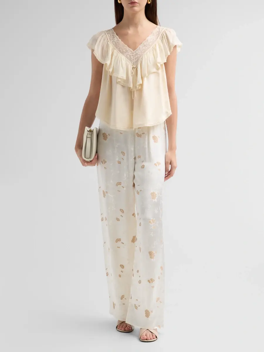 DÔEN Women's Yadira Silk Ruffle Top | Thumbnail 2 DÔEN Women's Yadira Silk Ruffle Top | Thumbnail 2