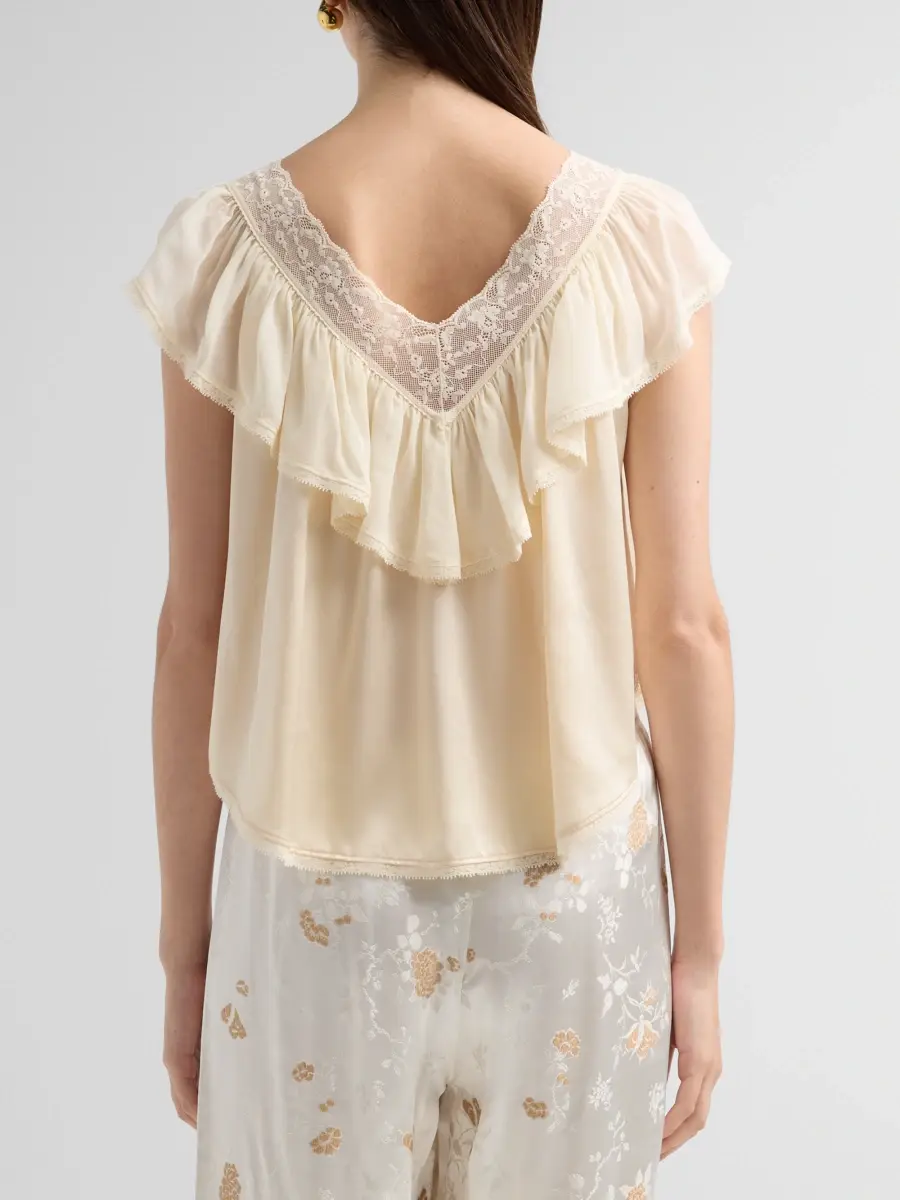 DÔEN Women's Yadira Silk Ruffle Top | Thumbnail 3 DÔEN Women's Yadira Silk Ruffle Top | Thumbnail 3