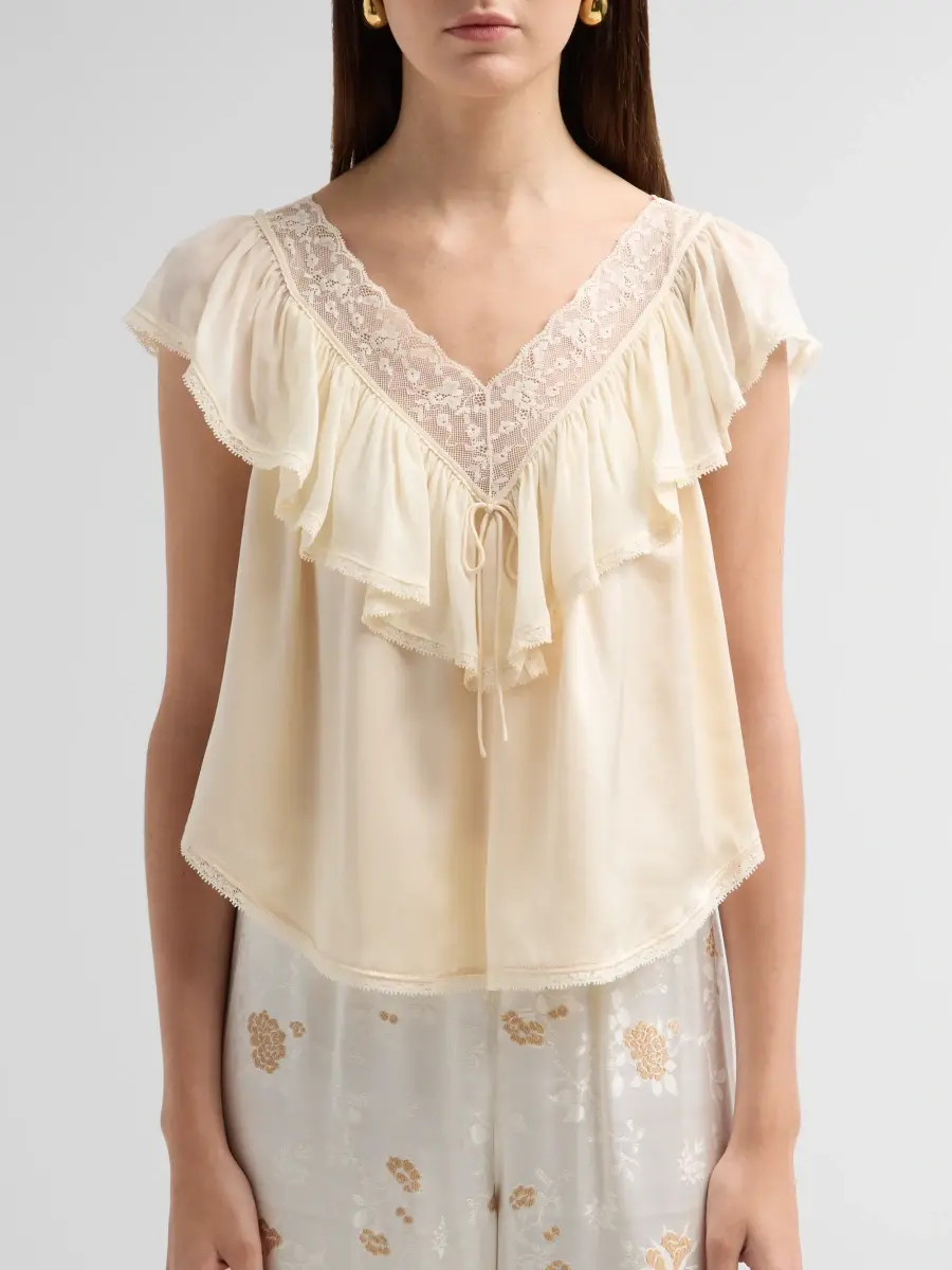 DÔEN Women's Yadira Silk Ruffle Top | Thumbnail 5 DÔEN Women's Yadira Silk Ruffle Top | Thumbnail 5
