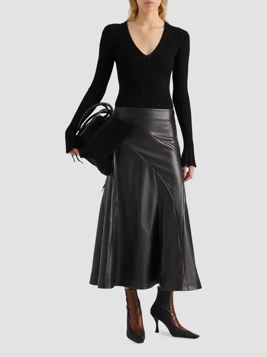 Proenza Schouler Women's Kenza Leather A-Line Midi Skirt | Thumbnail 2