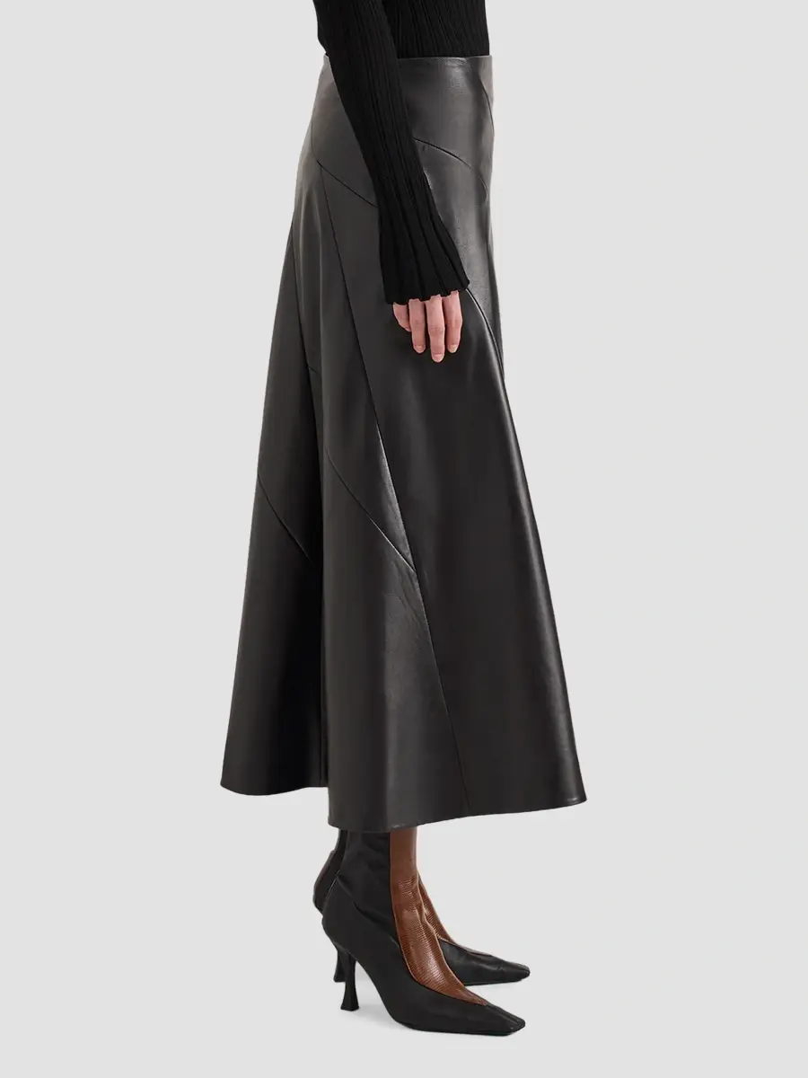 Proenza Schouler Women's Kenza Leather A-Line Midi Skirt | Thumbnail 4