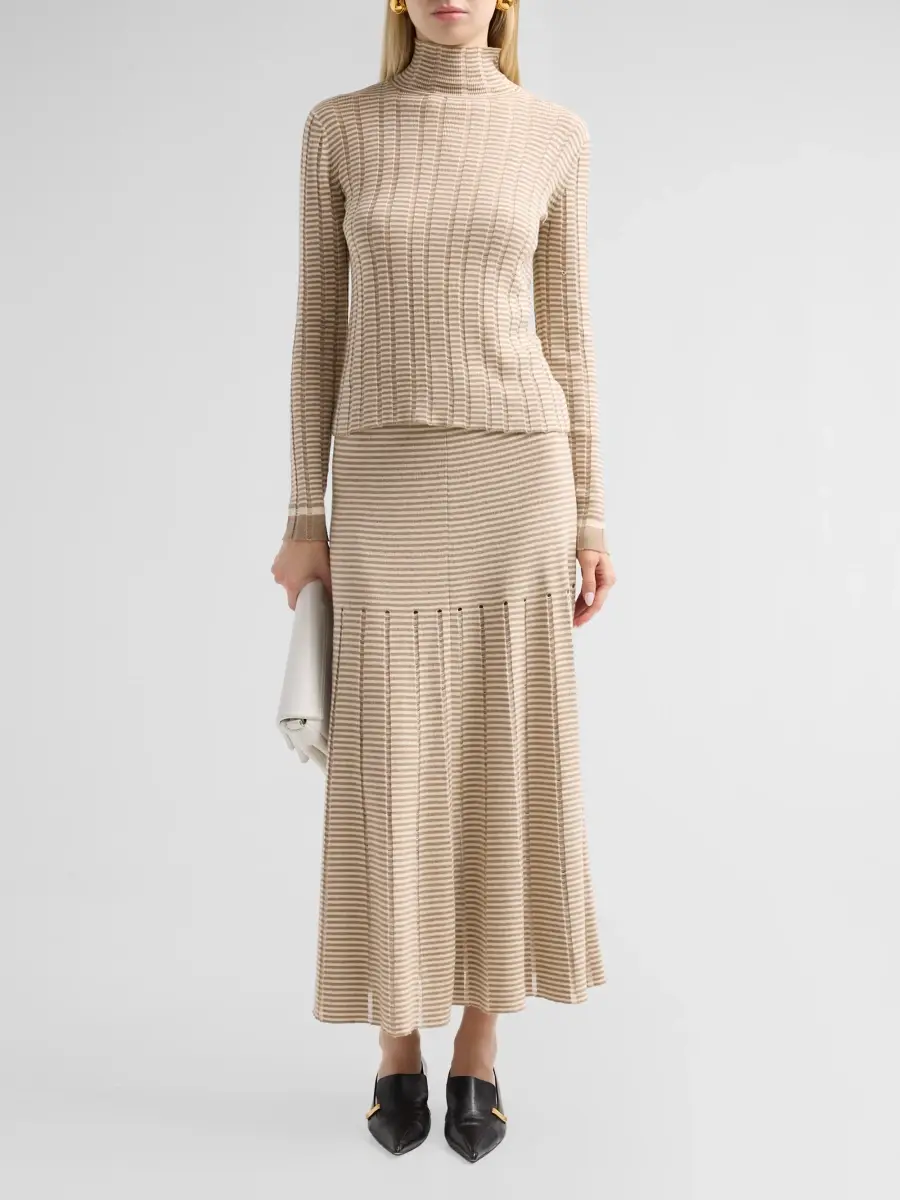 Proenza Schouler White Label Women's Stina Ladder-Striped Merino Wool-Blend Turtleneck Top | Thumbnail 2 Proenza Schouler White Label Women's Stina Ladder-Striped Merino Wool-Blend Turtleneck Top | Thumbnail 2