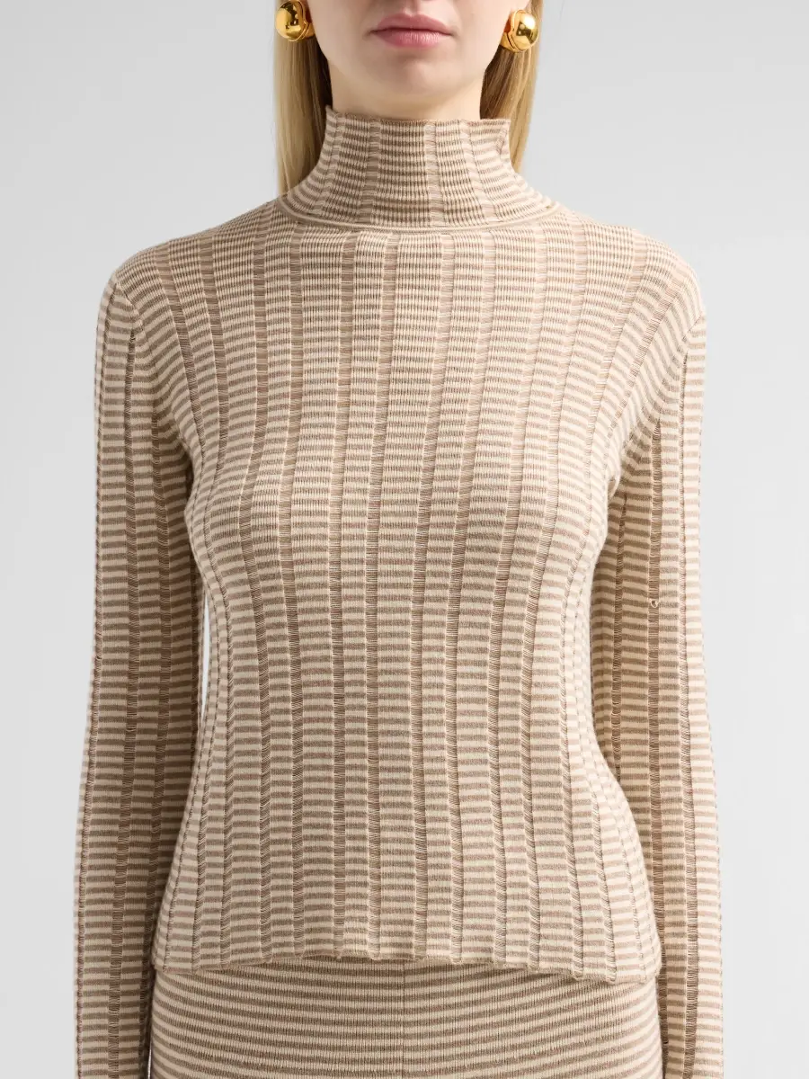 Proenza Schouler White Label Women's Stina Ladder-Striped Merino Wool-Blend Turtleneck Top | Thumbnail 5 Proenza Schouler White Label Women's Stina Ladder-Striped Merino Wool-Blend Turtleneck Top | Thumbnail 5
