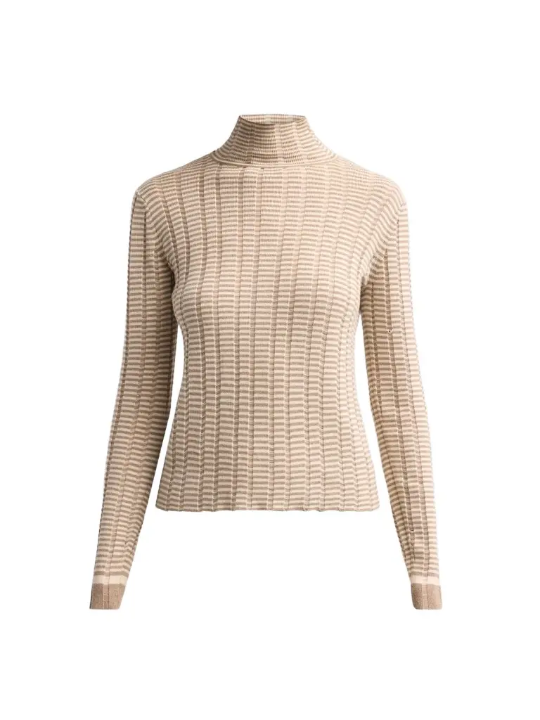 Proenza Schouler White Label Women's Stina Ladder-Striped Merino Wool-Blend Turtleneck Top