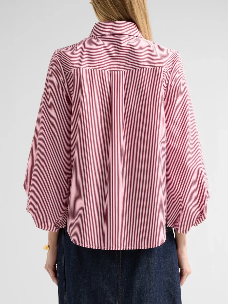 TANYA TAYLOR Women's Marina Stripe Balloon-Sleeve Button-Front Shirt | Thumbnail 3