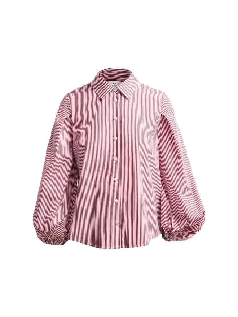 Women's Marina Stripe Balloon-Sleeve Button-Front Shirt