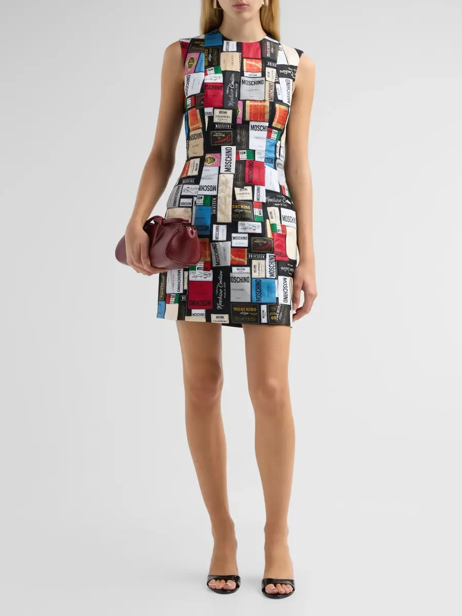 MOSCHINO Women's Label-Print Cotton Mini Dress | Thumbnail 2 MOSCHINO Women's Label-Print Cotton Mini Dress | Thumbnail 2