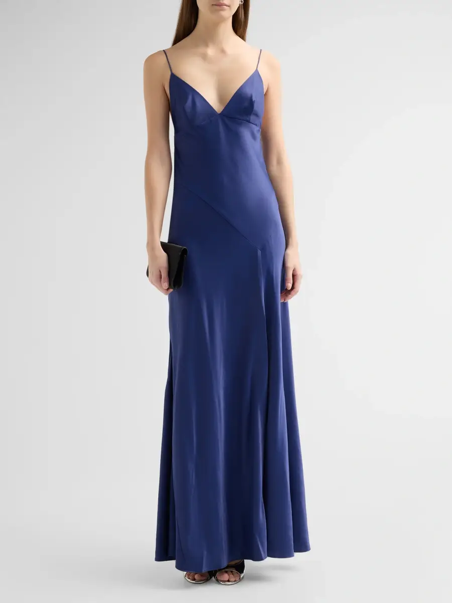 Alberta Ferretti Women's Enver Satin V-Neck Gown | Thumbnail 2 Alberta Ferretti Women's Enver Satin V-Neck Gown | Thumbnail 2
