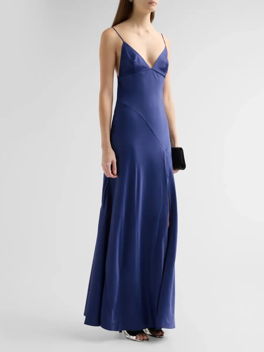 Alberta Ferretti Women's Enver Satin V-Neck Gown | Thumbnail 4 Alberta Ferretti Women's Enver Satin V-Neck Gown | Thumbnail 4
