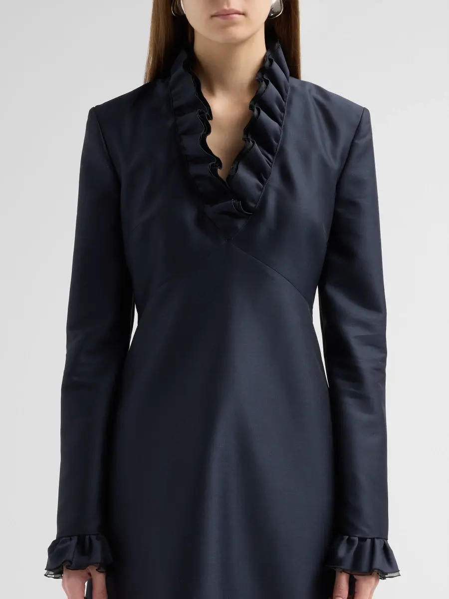 Alberta Ferretti Women's Ruffle-Trimmed Wool-Silk Mini Dress | Thumbnail 5 Alberta Ferretti Women's Ruffle-Trimmed Wool-Silk Mini Dress | Thumbnail 5