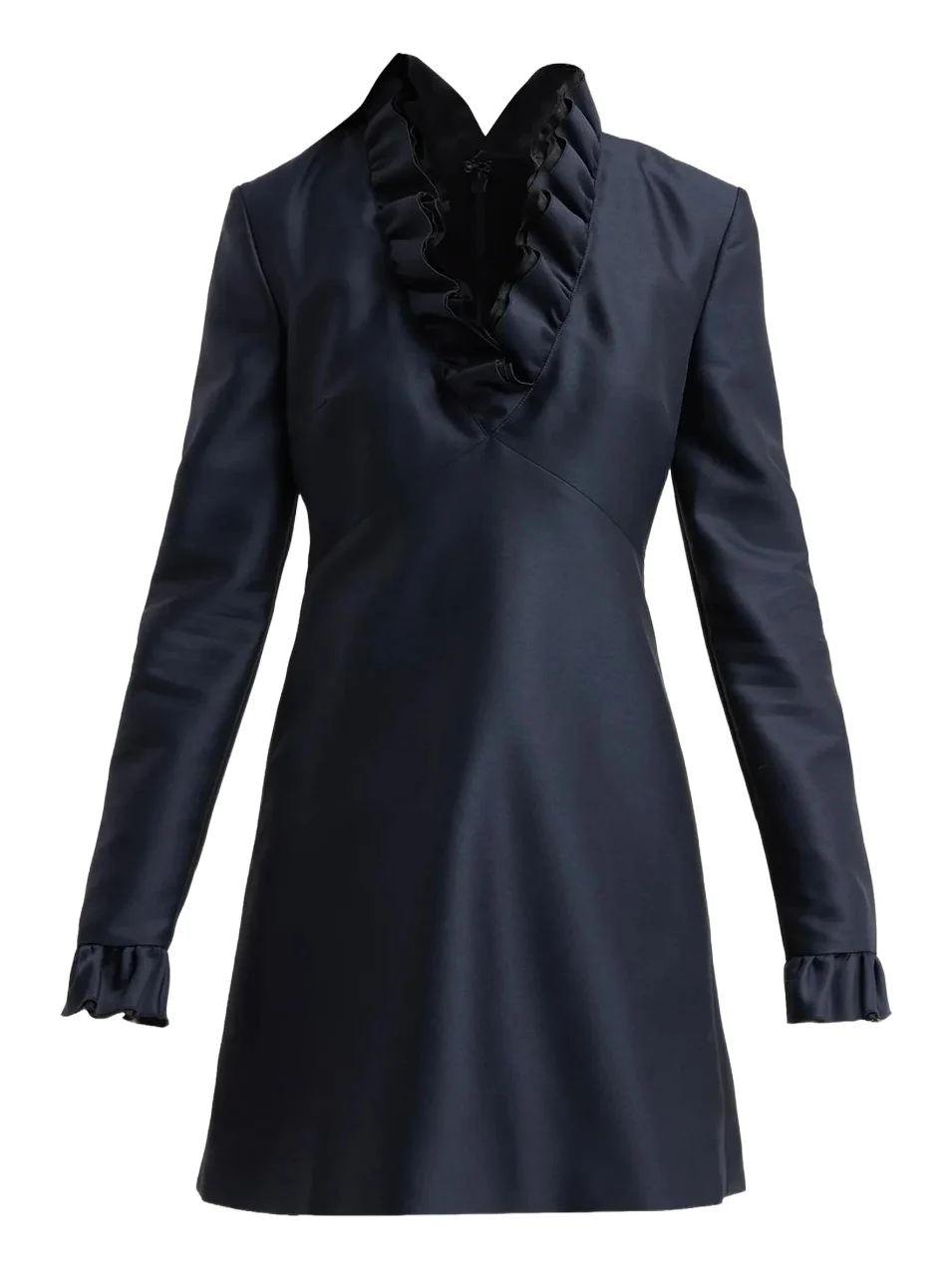 Women's Ruffle-Trimmed Wool-Silk Mini Dress Women's Ruffle-Trimmed Wool-Silk Mini Dress