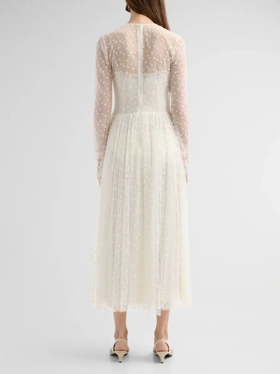 Alberta Ferretti Women's Polka Dot-Embroidered Tulle Midi Dress | Thumbnail 3 Alberta Ferretti Women's Polka Dot-Embroidered Tulle Midi Dress | Thumbnail 3