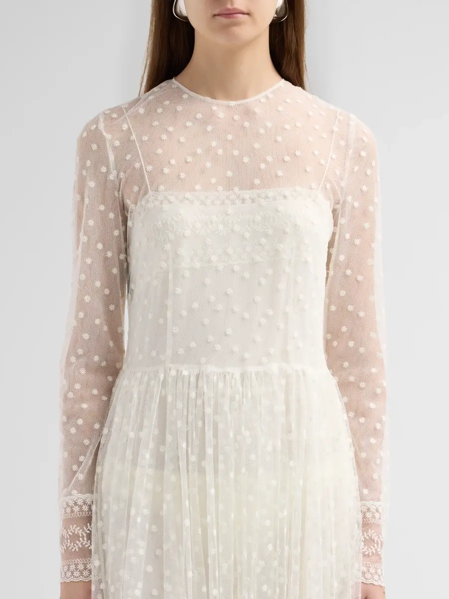 Alberta Ferretti Women's Polka Dot-Embroidered Tulle Midi Dress | Thumbnail 5 Alberta Ferretti Women's Polka Dot-Embroidered Tulle Midi Dress | Thumbnail 5