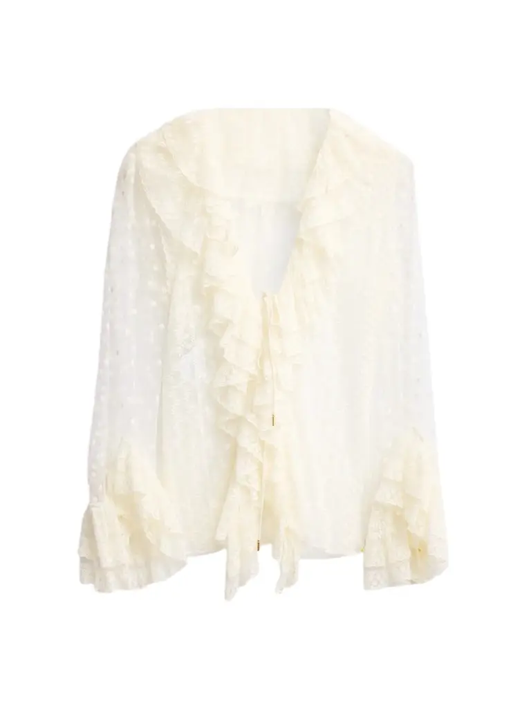 Women's Dot-Embroidered Tulle Blouse