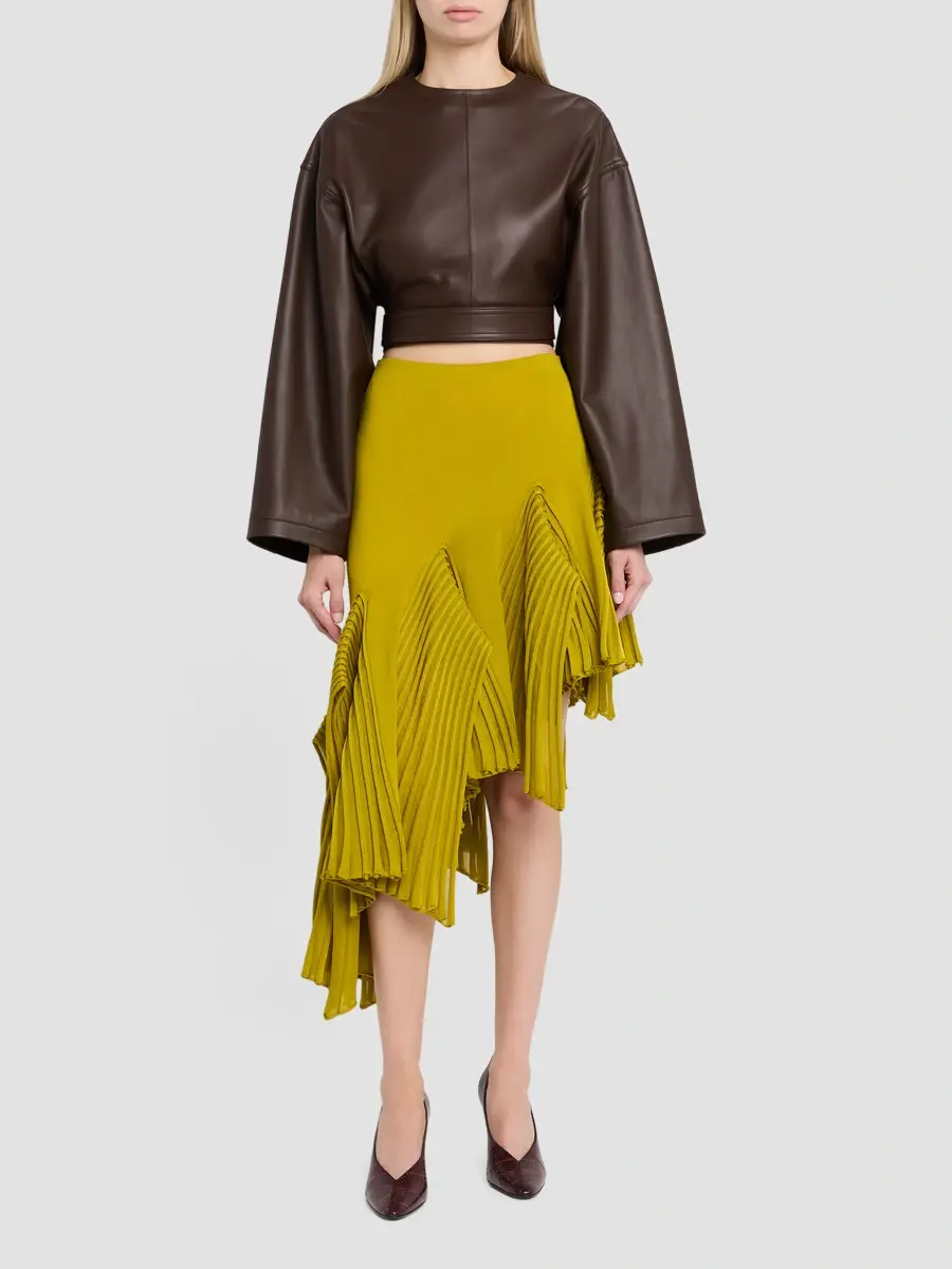 Alaïa Women's Asymmetric Pleated Godet Midi Skirt | Thumbnail 2 Alaïa Women's Asymmetric Pleated Godet Midi Skirt | Thumbnail 2