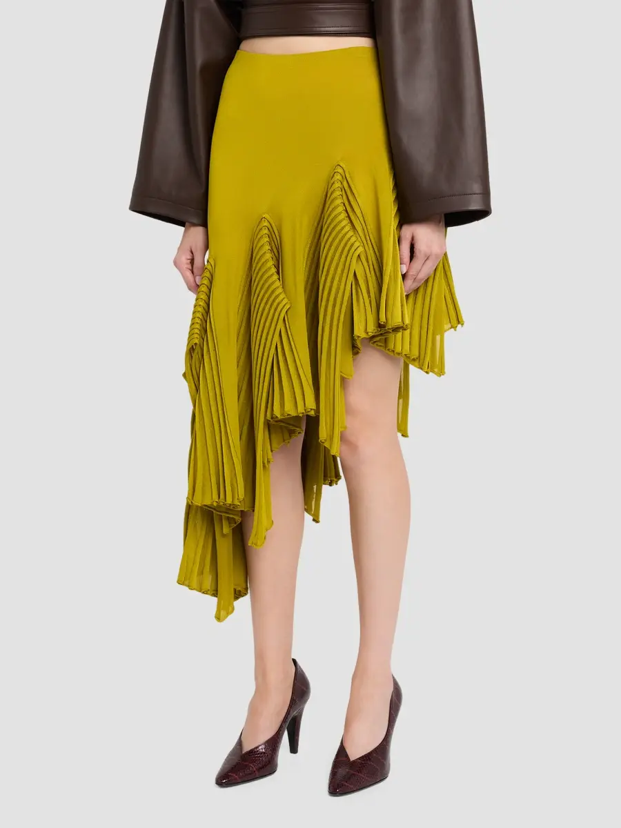 Alaïa Women's Asymmetric Pleated Godet Midi Skirt | Thumbnail 3 Alaïa Women's Asymmetric Pleated Godet Midi Skirt | Thumbnail 3