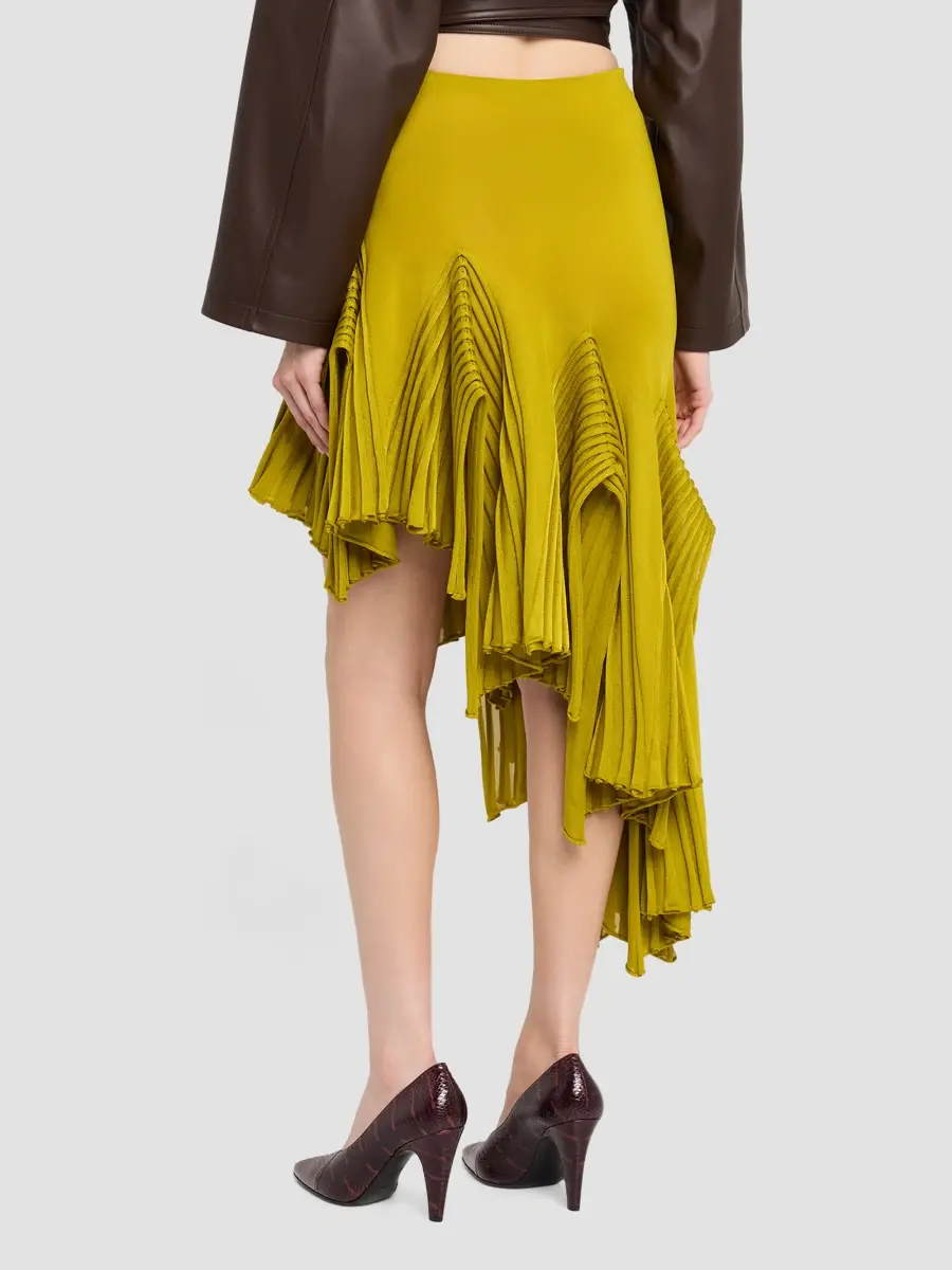 Alaïa Women's Asymmetric Pleated Godet Midi Skirt | Thumbnail 4 Alaïa Women's Asymmetric Pleated Godet Midi Skirt | Thumbnail 4
