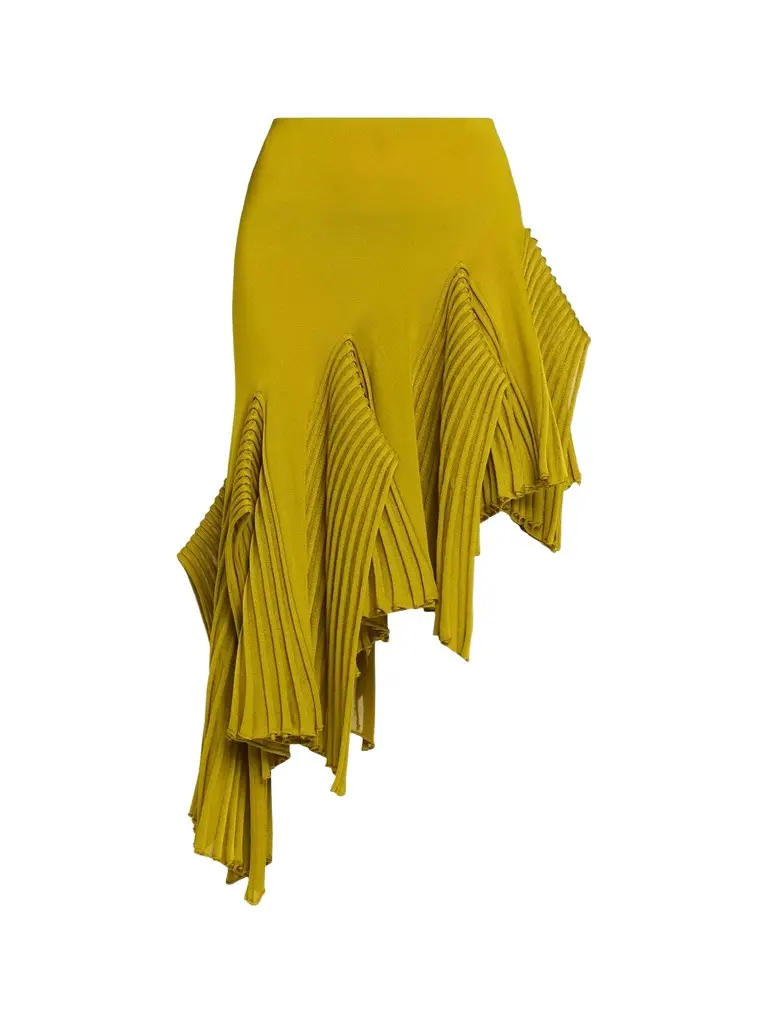 Alaïa Women's Asymmetric Pleated Godet Midi Skirt