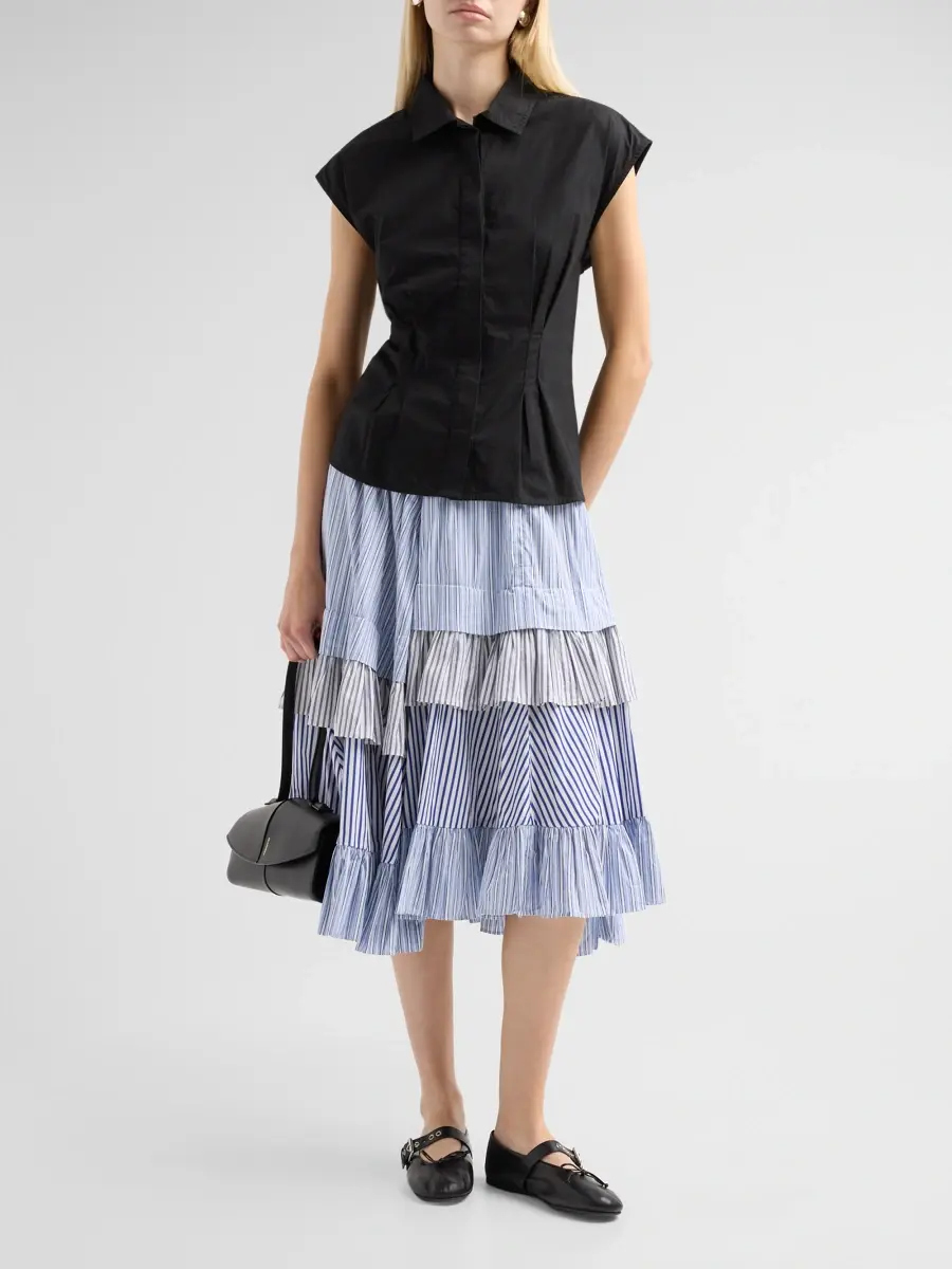 Comme des Garçons Women's Draped Striped Cotton Skirt | Thumbnail 2 Comme des Garçons Women's Draped Striped Cotton Skirt | Thumbnail 2