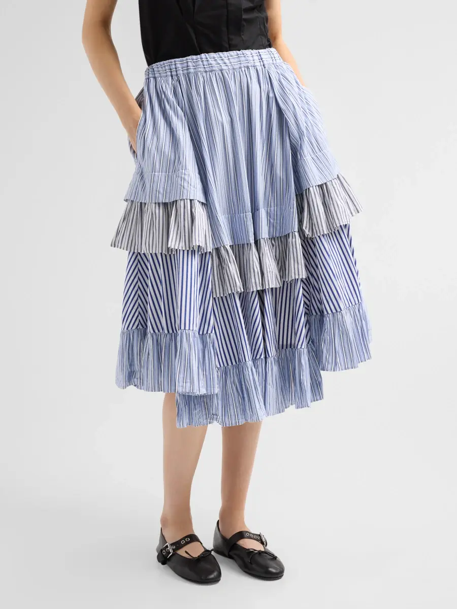 Comme des Garçons Women's Draped Striped Cotton Skirt | Thumbnail 4 Comme des Garçons Women's Draped Striped Cotton Skirt | Thumbnail 4