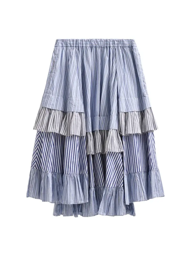 Comme des Garçons Women's Draped Striped Cotton Skirt