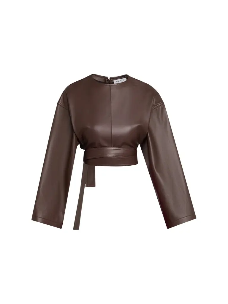 Women's Leather Belted Top