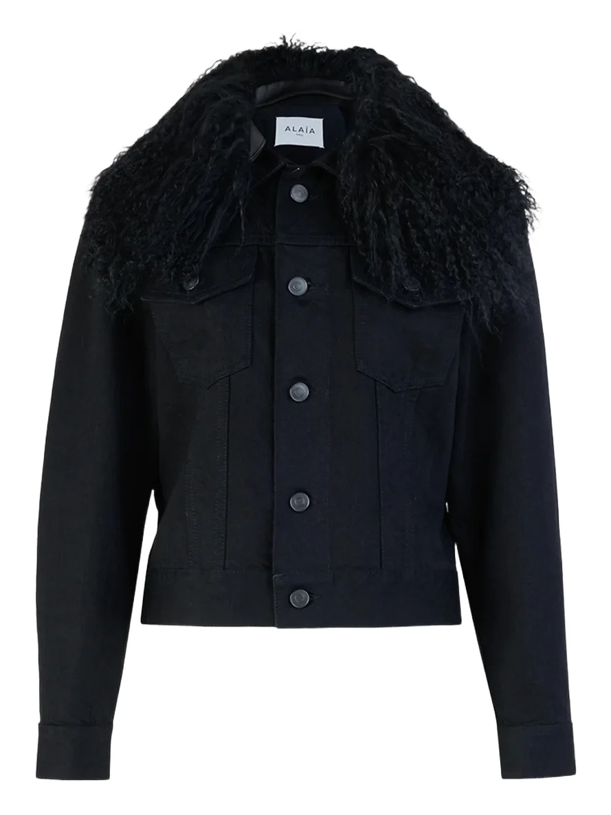 Women's Shearling-Collar Denim Trucker Jacket Women's Shearling-Collar Denim Trucker Jacket