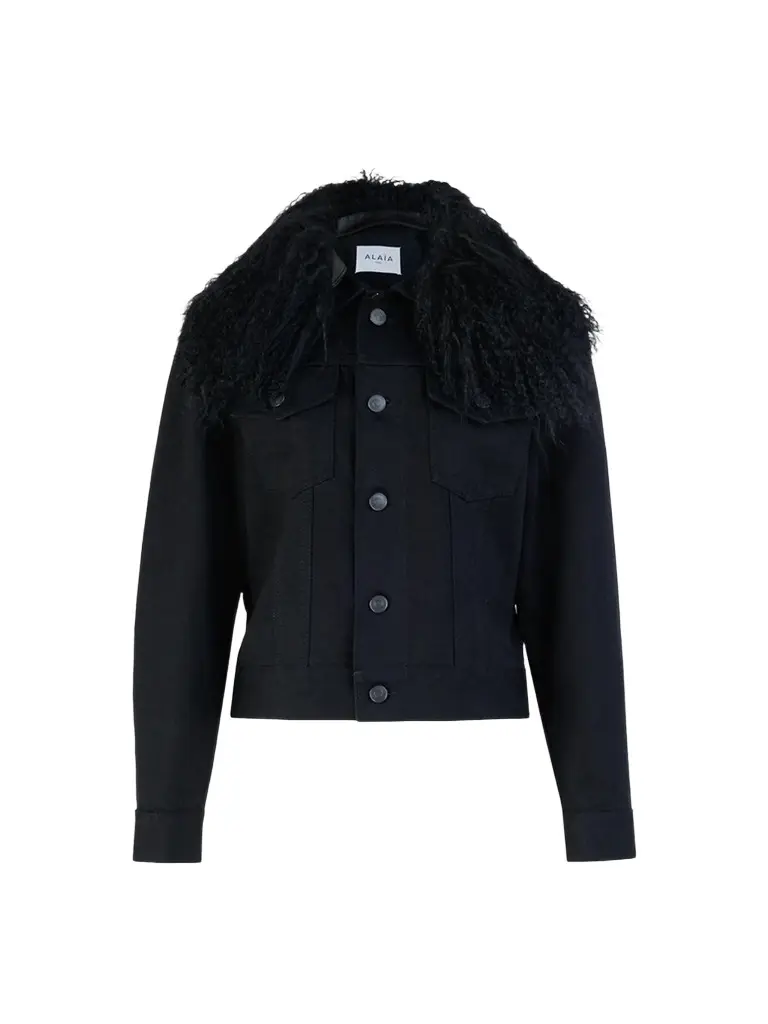 Women's Shearling-Collar Denim Trucker Jacket Women's Shearling-Collar Denim Trucker Jacket