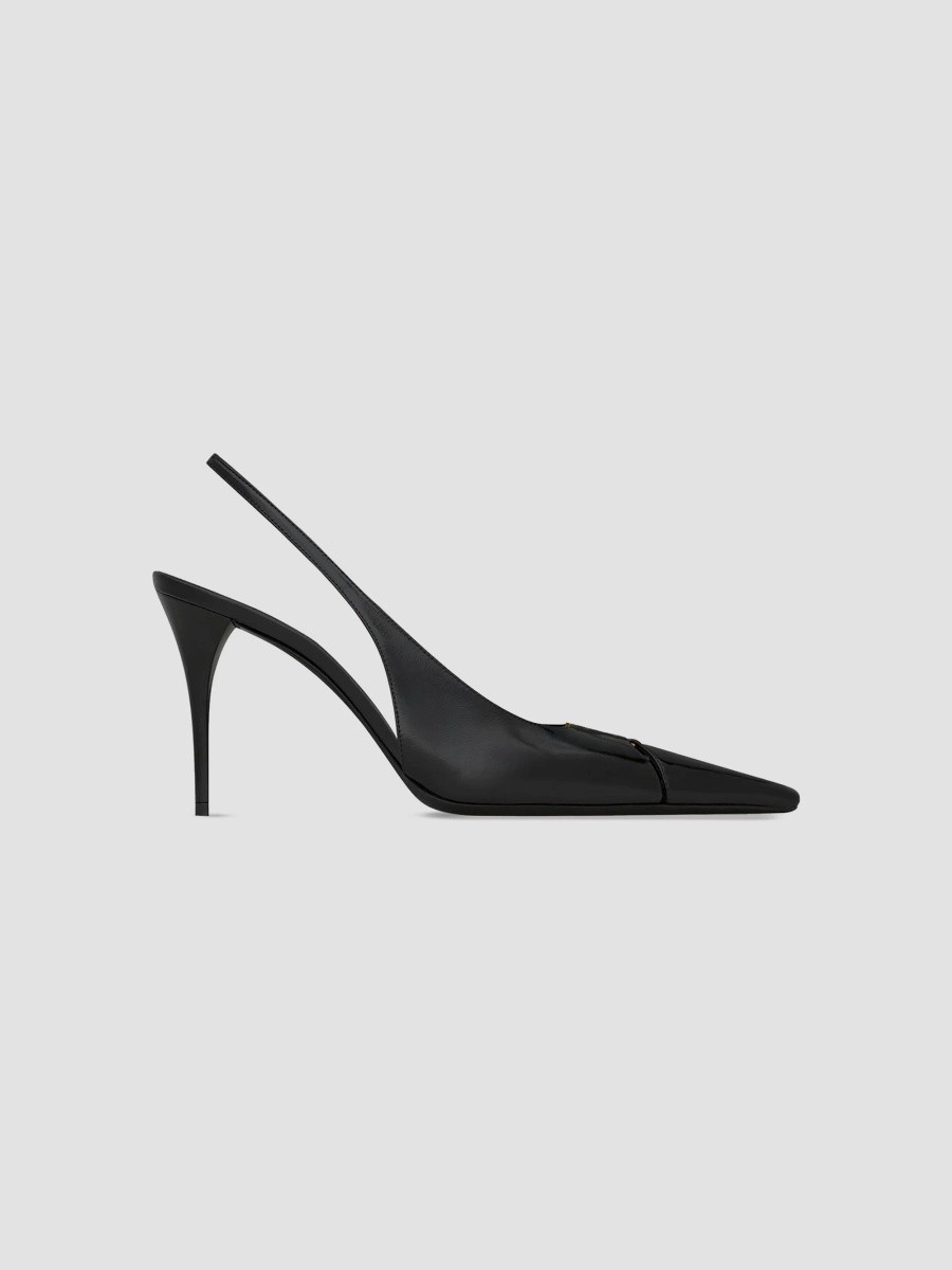 Saint Laurent Women's Babylone Breteuil Slingback Pumps in Smooth Leather - Noir